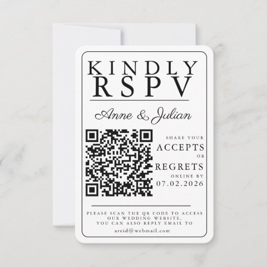 White Modern Photo RSVP Insert QR Code (Devant)