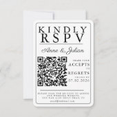 White Modern Photo RSVP Insert QR Code Kaartje (Voorkant)