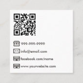 White Modern Photographer QR Code Vierkante Visitekaartje (Achterkant)