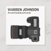 White Modern Photographer QR Code Vierkante Visitekaartje (Voorkant)