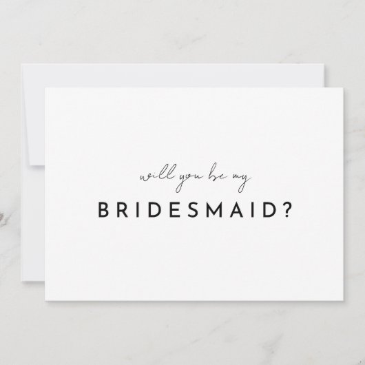 White Modern Script Bruidsmeisje voorstel Kaart (Voorkant)