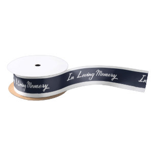 White modern script in Loving Memory Navy Blue Lint