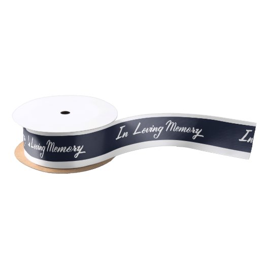 White modern script in Loving Memory Navy Blue Lint (Spoel)