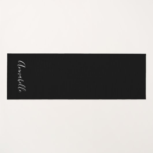 White Modern Script op Black Personalized Yoga Mat (Voorkant (horizontaal))