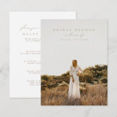 White Modern Script Photo Bridal Brunch Invitation (Devant / Derrière)