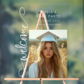 White Modern Script Photo Grad Party Welcome (Neutre)