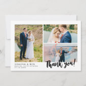 White Modern Wedding 3 Foto Collage Hartelijk dank Bedankkaart (Voorkant)