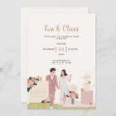 White Modern Wedding Invitation Kaart (Voorkant / Achterkant)
