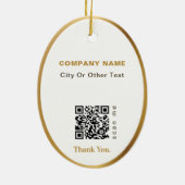 White Moderne Kerstmis Business Logo QR-code Chic Keramisch Ornament (Achterkant)