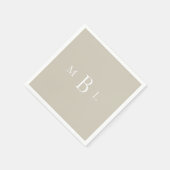 White Monogram Beige Wedding Cocktail Servet (Hoek)