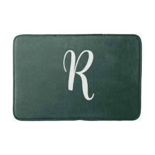 White Monogram Evergreen Badmat