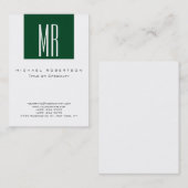 White Monogram Forest Green Chubby Visitekaartje (Voorkant / Achterkant)