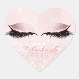 White Monogram Girly Glitter Pink Lashes Heart Hart Sticker