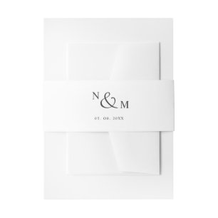 White Monogram Modern Simple Wedding Uitnodigingen Wikkel