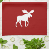 White Moose Silhouette Theedoek (Gevouwen)