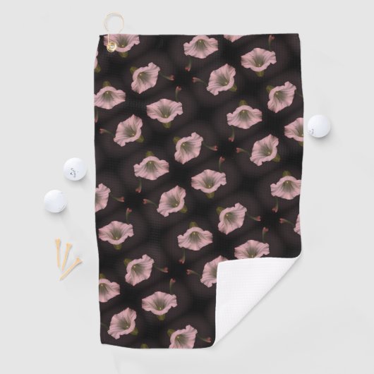 White Morning Glory Flower Close Up Pattern Golfhanddoek (Insitu)