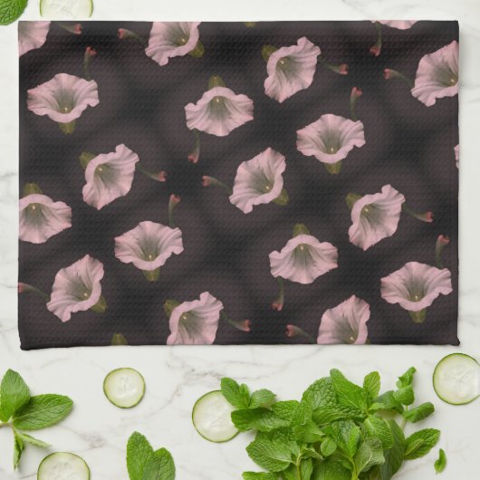 White Morning Glory Flower Close Up Pattern Theedoek (Gevouwen)