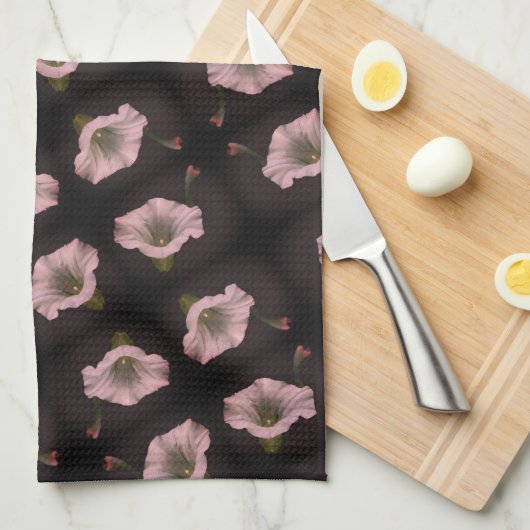 White Morning Glory Flower Close Up Pattern Theedoek (Quarter Fold)