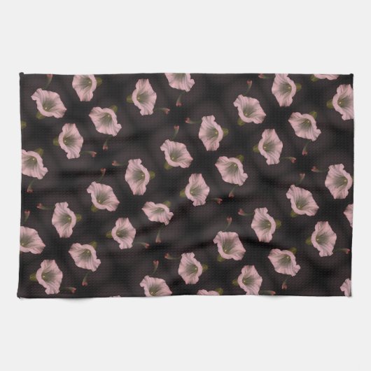 White Morning Glory Flower Close Up Pattern Theedoek (Horizontaal)