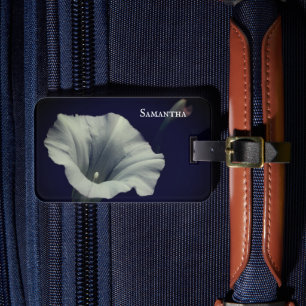 White Morning Glory Flower Up Personated Bagagelabel