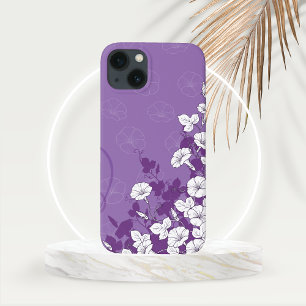 White Morning Glory klimt Vine met Paars iPhone 13 Hoesje