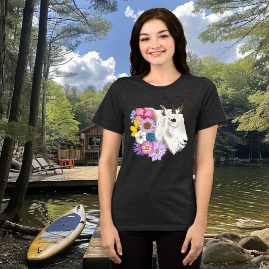 White Mountain Goat Flowers Tri-Blend Shirt