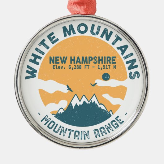 White Mountains New Hampshire - Retro  Metalen Ornament (Voorkant)