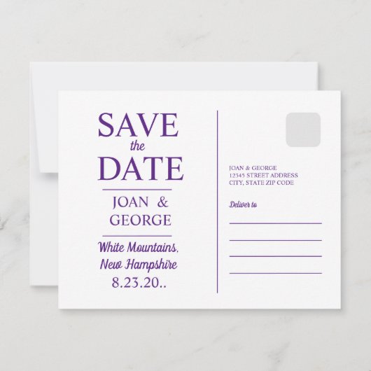 White Mountains, New Hampshire Save The Date (Achterkant)