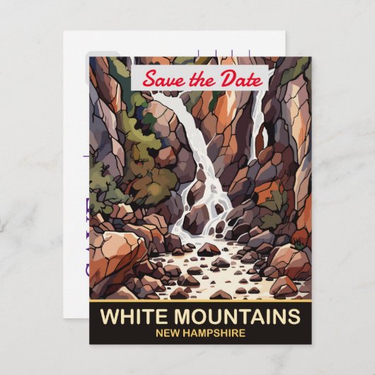 White Mountains, New Hampshire Save The Date (Voorkant / Achterkant)