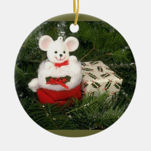 White Mouse kerstversiering Keramisch Ornament (Voorkant)