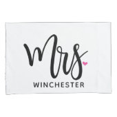 White Mr. + mevrouw (naam) Gepersonaliseerde proef Kussensloop (Voorkant-Rechts)