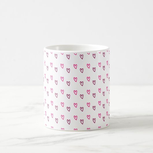 White Mug – Small Pink Hollow Hearts Pattern Koffiemok (Center)