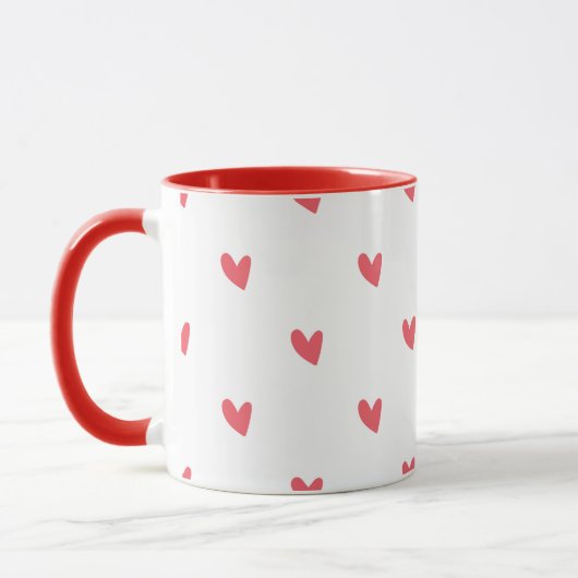 White Mug – Wavy Red Hearts (Gauche)