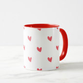 White Mug – Wavy Red Hearts (Devant droit)