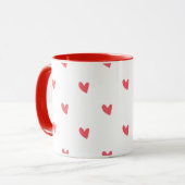White Mug – Wavy Red Hearts (Devant gauche)