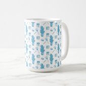 White mug with a blue cactus pattern (Devant droit)