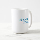 White mug with blue AMBS logo (Devant droit)