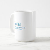 White mug with blue AMBS logo (Devant gauche)