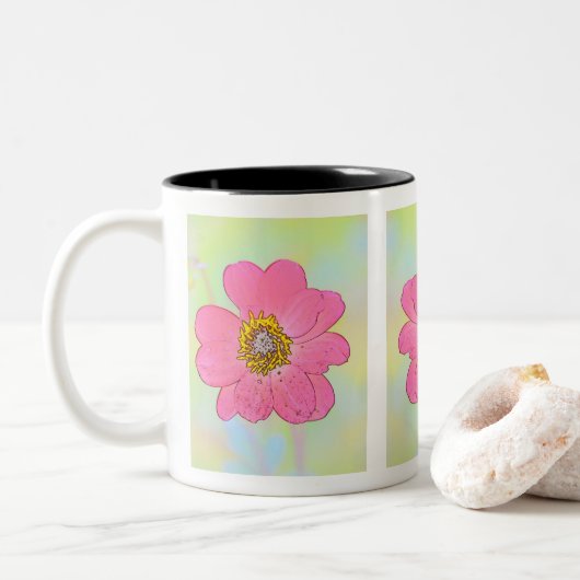 White Mug With Flowers (Avec donut)