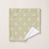 White Music Notes Pattern on Light Beige Bad Handdoek (Wasdoekje)