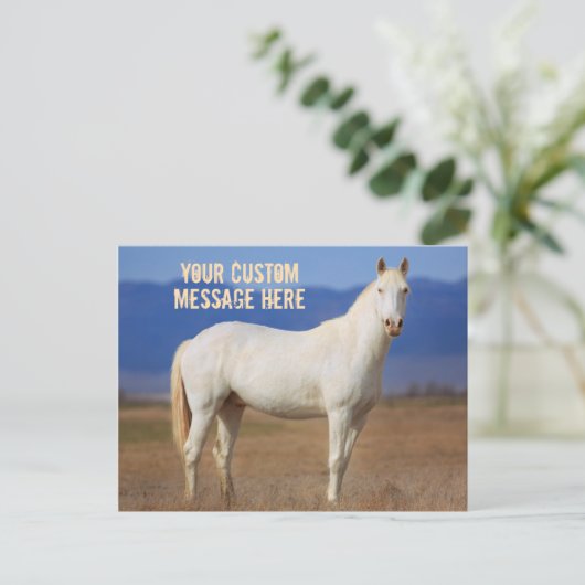 White Mustang Horse Briefkaart (Staand voorkant)
