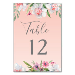 White Narcissus on Abriot Pink Table Number Kaart