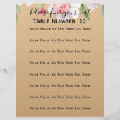 White Narcissus on Champagne Wedding Seating Sign (Voorkant)