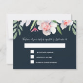 White Narcissus on Navy RSVP and Menu (Voorkant)