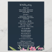 White Narcissus on Navy Wedding Programme Programma (Achterkant)