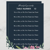 White Narcissus on Navy Wedding Seating Flyer (Voorkant / Achterkant)