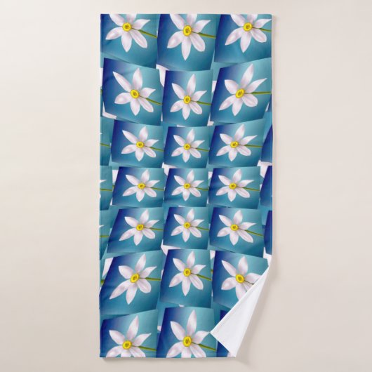 White Narcissus Pattern Badhanddoek (Badhanddoek)