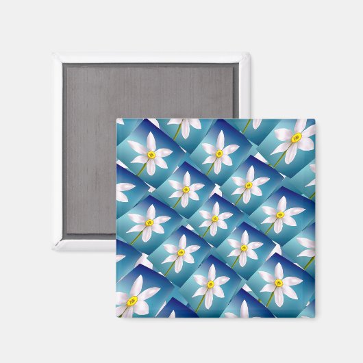White Narcissus Pattern Magneet (Voorkant / Achterkant)