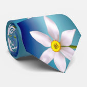 White Narcissus Pattern Stropdas (Opgerold)