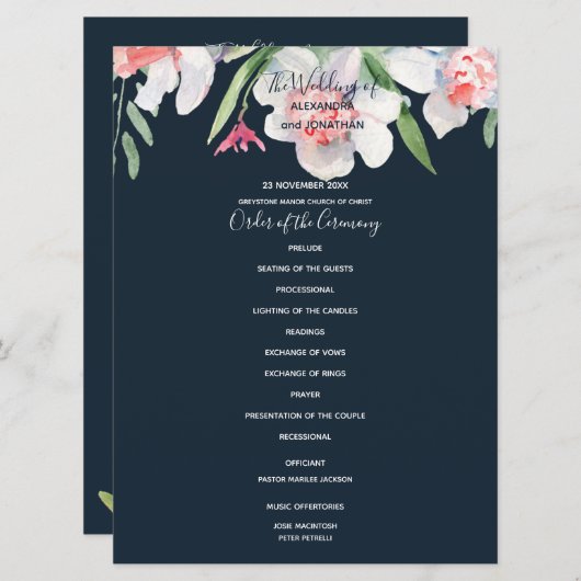 White Narcissus sur le programme de mariage de la  (Devant / Derrière)